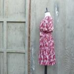 1960s Print Belted Midi Dress