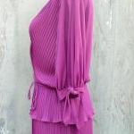1970s Micro Pleated Dress With Split Sleeve And..
