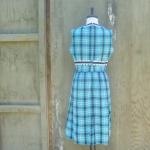 1960s Plaid Day Dress In Turquoise And Black
