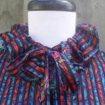 1980s Printed Tie Neck Dress