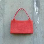 Vintage 1970s Red Suede And Leather Handbag.