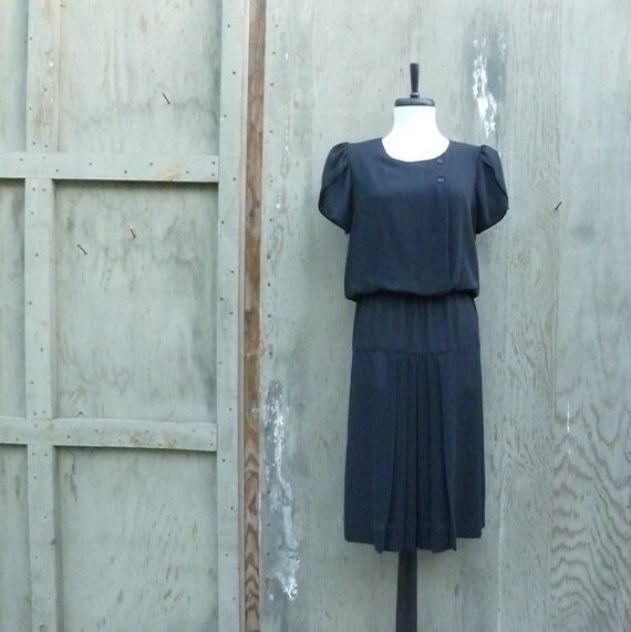 1980s Sheer Black Dress With Tulip Sleeve