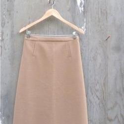 1960s Skirt Tan Wool A Lin..