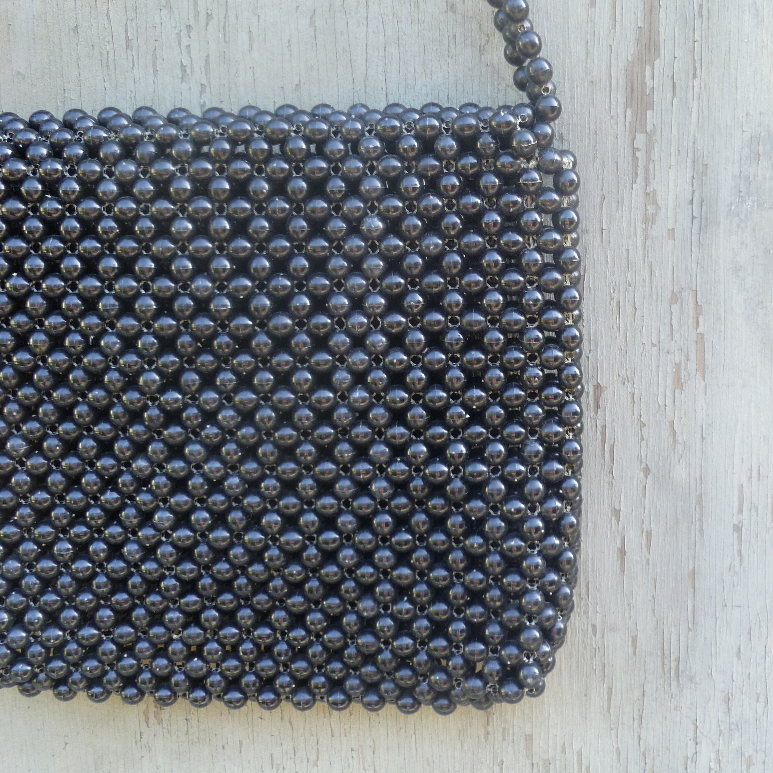 60’s Black Wood Beaded Shoulder Bag by Bellariva